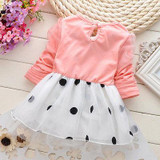 Dresses Kids Baby Toddler Girls Clothing Princess Long Sleeve Bow Polka Dot Cute Party Girl Summer Dress