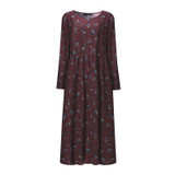 Dresses 2018 Autumn ZANZEA Women Vintage Floral Print Dress Long Sleeve O Neck Pockets Loose Casual Mid-calf Vestidos Plus Size