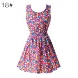 Dress Women Summer Chiffon Sleeveless Sundress Sexy Floral Mini Dress