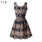 Dress Women Summer Chiffon Sleeveless Sundress Sexy Floral Mini Dress