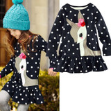 Dress Vestidos Kids Baby Girls Long Sleeve Lace Dress One-piece Dots Deer Cotton Dresses Toddlers Clothes