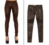 Dreamskull Women's Stretchy Skinny Motorcycle Pu Leather Pants Sexy Leggings