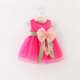 DreamShining Summer Baby Girl Dress Bow Floral Kids Clothes Sleeveless Brithday Party Girls Princess Dresses Ball Gown
