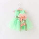 DreamShining Summer Baby Girl Dress Bow Floral Kids Clothes Sleeveless Brithday Party Girls Princess Dresses Ball Gown