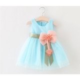 DreamShining Summer Baby Girl Dress Bow Floral Kids Clothes Sleeveless Brithday Party Girls Princess Dresses Ball Gown