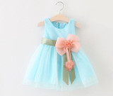 DreamShining Summer Baby Girl Dress Bow Floral Kids Clothes Sleeveless Brithday Party Girls Princess Dresses Ball Gown
