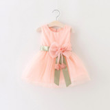 DreamShining Summer Baby Girl Dress Bow Floral Kids Clothes Sleeveless Brithday Party Girls Princess Dresses Ball Gown