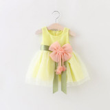 DreamShining Summer Baby Girl Dress Bow Floral Kids Clothes Sleeveless Brithday Party Girls Princess Dresses Ball Gown