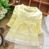 DreamShining Spring Baby Girl Dress Long Sleeve Lace Bow Kids Clothes Party Princess Dress Children Baby 1 Year Birthday Dresses