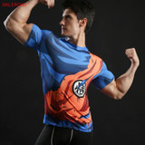 Dragon Ball T Shirt Men Clothes bodybuilding Tops Mens Slim Fit Cosplay 3D Compression Casual Cotton Short Tees Shirt Homme