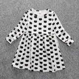 DOZ304 Girl autumn dress children black cat with long sleeve clothes kids casual cotton dot clothes autumn princess girl dresses