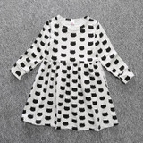 DOZ304 Girl autumn dress children black cat with long sleeve clothes kids casual cotton dot clothes autumn princess girl dresses