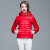 Down Parka Brand New Designer Women 90% White Duck Down Ultralight Jacket Winter Outwear Hooded Thin Coat