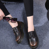 Adriamala Women Leather Retro Shoes Autumn Spring Fashion Lace Up Casual Shoes Brand Designer Ladies Low Heels Shoes 2017