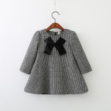 Adorable little Girls Dresses Thicken Warm Cotton Winter Children's Clothes plaid Kids Dresses Elegant Style