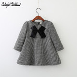 Adorable little Girls Dresses Thicken Warm Cotton Winter Children's Clothes plaid Kids Dresses Elegant Style