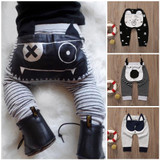 Adorable Kid Baby Cartoon Monster Pants Toddler Baby Boy Girl Cartoon Bottom Pants Harem Leggings Pants Trouser Unisex Long Pant
