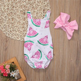 Adorable Infantil Toddler Newborn Baby Girl Watermelon Fashion Romper + Headband 2PCS Outfits Sunsuit Adorable Infantil Toddler Newborn Baby Girl Watermelon Fashion Romper + Headband 2PCS Outfits Sunsuit