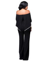 Adogirl Rompers Womens Jumpsuit Black Ruffles Jumpsuit Sexy Off Shoulder Slash Neck Bodysuit Women Cape Sexy Bodycon Jumpsuits