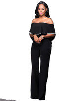 Adogirl Rompers Womens Jumpsuit Black Ruffles Jumpsuit Sexy Off Shoulder Slash Neck Bodysuit Women Cape Sexy Bodycon Jumpsuits