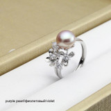Adjustable Size Pearl Ring Natural Freshwater Pearl Jewelry Wedding Rings Flower 925 Sterling Silver Rings For Women Gift