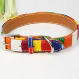 Adjustable Pet Dog collar Designer Collar For Large Dog Leather Plain collar for big small dog Colorful Rainbow Dog collar