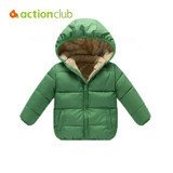 Actionclub Winter Thickening Children Clothing Cotton Hooded Baby Girls Boys Winter Outwear Pure Color Coat Kids Winter Clothing