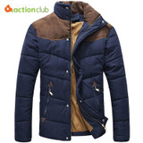 ACTIONCLUB Mens Winter Jacket Men Winter Splicing Cotton-Padded Coat Jacket Winter High Quality Winter Jacket Men