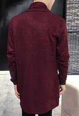 Acquaa Men Shawl Collar Open Front Pockets Casual Long Cardigan