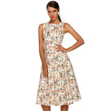 ACEVOG Women Dress Summer Sleeveless Vintage 50s Rockabilly Ukraine Floral Swing Dresses Elegant Bow-knot Tunic A-Line Vestidos