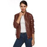 ACEVOG Women Fashion Designer Zipper Synthetic Leather Biker Jacket Spring Autumn PU Leather Motorcycle Casual Jacket Coat XXL