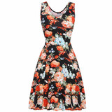 ACEVOG Brand 2017 Summer Vintage Dress Women Sexy 1950s 60s Lady Floral Print Robe Sleeveless Dresses Feminino Vestidos Mujer
