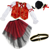 Carnival Halloween Christmas Pirate Girls Party Cosplay Costume for Children Kids Dress + Hat Outfits Clothes
