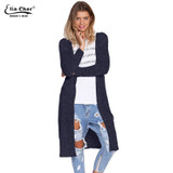 Cardigan Open Stitch Women Sweater Slim Lady Winter Long Knitted Cardigans Tops Brand Plus Size Casual Poncho Women Sweater
