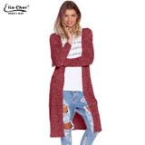 Cardigan Open Stitch Women Sweater Slim Lady Winter Long Knitted Cardigans Tops Brand Plus Size Casual Poncho Women Sweater