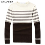 CARANFIER 2017 A/W Fashion Men Knitting Sweater Male Striped Cotton Casual Sweater O-Neck Slim Fit Pullover Men Leisure Style