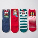 Caramella Christmas Socks New Year Gift autumn winter women red cute cartoon animal cotton socks ladies straight sock 4pair/lot