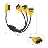 Car Styling 50cm OBD2 Cable 1 to 3 Converter Adapter OBD2 splitter Y Cable J1962M to 3-J1962F splitter OBD2 Extension Cable