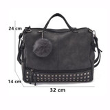Itopkris Designer Women Handbag Matte Vintage PU Leather Motorcycle Messenger Bag Female Rivet Capacity Shoulder Bag Sac A Main