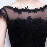 It's YiiYa Sexy Black Illusion Flowers Backless Lace Up Dinner Dress Cocktail Dresses Knee Length Formal Dress Party Gown LX049