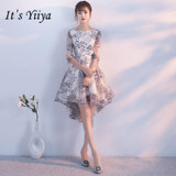 It's YiiYa New Half Sleevelss Cocktail Dress Elegant Embroidery Tea-Length Formal Dress Party Gown H059