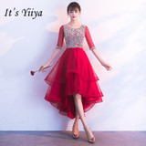It's YiiYa Fashion Bling Sequined Cocktail Dress Elegant Half Sleeve Formal Dress Party Gown H078