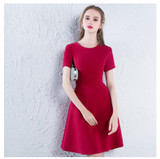 It's YiiYa 2018 Red Short Sleeve O-Neck Fashion Designer Elegant Cocktail Gowns Knee-Length Cocktail Dress LX382