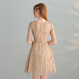 It's YiiYa 2018 Hot O-Neck Fashion Designer Sexy Illusion Elegant Cocktail Gowns Bling Sequind Slim Cocktail Dress LX324