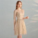 It's YiiYa 2018 Hot O-Neck Fashion Designer Sexy Illusion Elegant Cocktail Gowns Bling Sequind Slim Cocktail Dress LX324