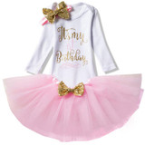 It's My 1st Birthday Baby Dress Kid's Wear Newborn Baby Girl Clothes Toddler Girls Baptism One Year Outfits Dress Roupa Infantil