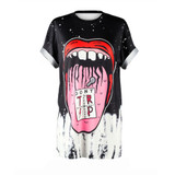 ISTider Fashion Streetwear Novelty Print Big Mouth Tongue Hip Hop Loose T Shirt Women Men Plus Size Punk T-Shirt Girls/Boys Tops