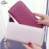 ISKYBOB Women Long Wallet Lady Leather Wallet Clutch Checkbook Purse Tassel Purse Women Long Leather Wallet