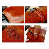 ISKYBOB 2017 Vintage Women makeup Bag Pencil Pen Case Pouch Pocket Makeup Brush leather bag