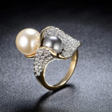 Grey Pearl Cocktail Ring Gold